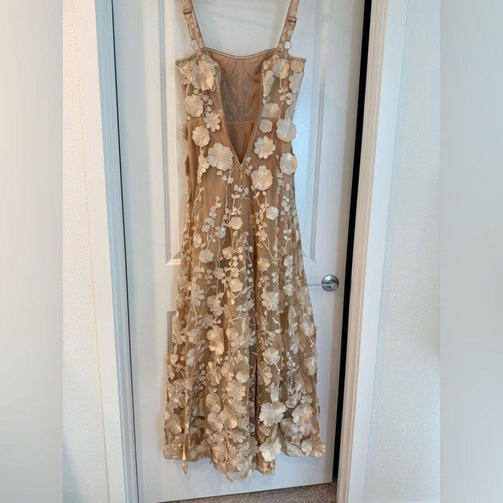 NEW BRONX AND BANCO JASMINE GOLD GOWN w flower appliqués, wedding max dress - Picture 6 of 12